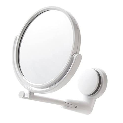Beauty Wall- Angle Style Cosmetic Cup and Hotel with for Mirror, Adjustable Wall- Mounted Mounted Swivel Punch- Suction Degree Small Wall Hanging Makeup Mirror Folding - color: White