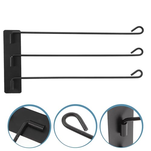 Rotating Stainless Steel Towel Rack Black 3-bar Punch-Free Wall Mounted Bathroom Towel Holder Organizer for Multiple