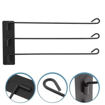 Rotating Stainless Steel Towel Rack Black 3-bar Punch-Free Wall Mounted Bathroom Towel Holder Organizer for Multiple