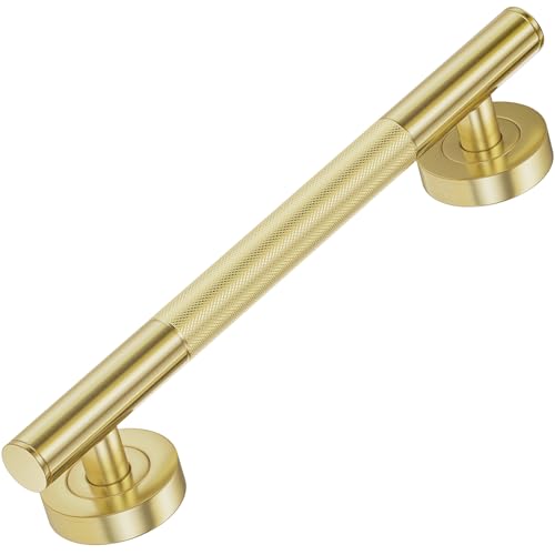 Lava Odoro Gold Shower Grab Bars, 12" Stainless Steel Bathroom Safety Grab Bar, Upgrade Anti-Slip Knurling Shower Grab for Bathtub, Shower Handle for Elderly and Handicap, ADA Compliant SG009-SG-K - color: Brushed Gold, size: 12 Inch