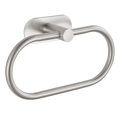 Towel Bar/Bath Towel Ring, Self Adhesive Hand Towel Ring for Bathroom, Stainless Steel Sticky Hand Towel Holder, No Drilling Modern Round Towel Hanger Wall Mounted (Brushed Nickel) - color: Brushed Nickel