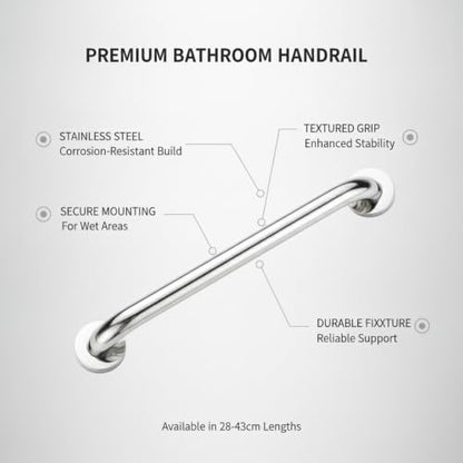 Stainless Steel Bathroom Grab Bar, Silver Textured Grip Handrail for Shower and Bathtub, Durable Wall Mount Rail - size: 16.93 x 0.98 x 2.95 in