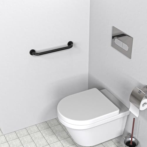 ZUEXT 16 Inch Oil Rubbed Black Stainless Steel Shower Grab Bar, Bathroom Safety Hand Rail, 500 Lbs Pull Force, Concealed Mount, Modern Sleek Style - color: Black, size: 16 Inch
