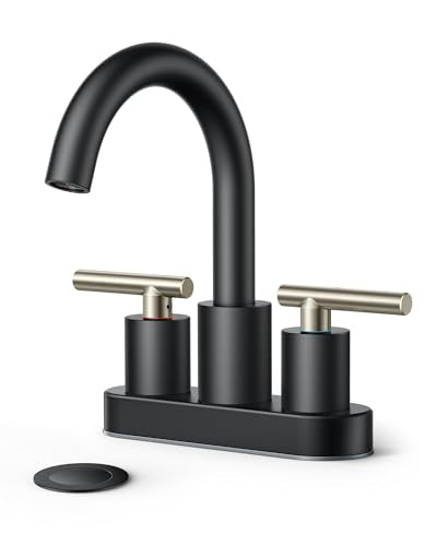 FORIOUS 4 Inch Centerset Bathroom Sink Faucet Black and Brushed Nickel | Brushed Nickel and Black bathroom faucet 4 In, RV Sink Faucet Bathroom with Pop Up Dain, 24" Water Hose, 1.2gpm Spare Aerator - color: Stainless Steel&Black, style: Classic