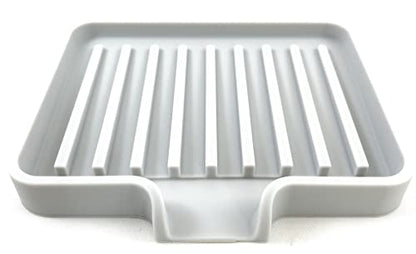 Silicone Soap Dish Tray and Sponge Holder with Drain Chute, Rectangular, Kitchen and Bathroom Sink Organizer (Light Grey, 5.2"x4" (Set of 2), 7.2 Ounces) - color: Light Grey, size: (SM) 5.2"x4" (2pcs)