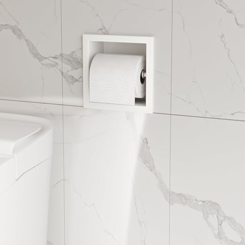 Neodrain White 304 Stainless Steel Recessed in Wall Toilet Paper Holder | Rustproof,Durable construction, Space-saving, Built-in Wall toilet paper Holder for Bathroom & RV - color: White, size: 6X6In