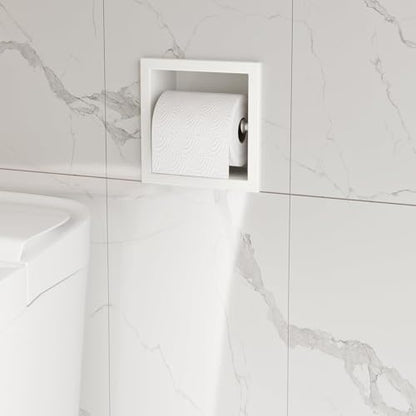 Neodrain White 304 Stainless Steel Recessed in Wall Toilet Paper Holder | Rustproof,Durable construction, Space-saving, Built-in Wall toilet paper Holder for Bathroom & RV - color: White, size: 6X6In