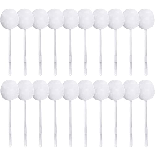 Eaasty 20 Pack Toilet Bowl Brush with Long Plastic Handle Bulk Disposable White Soft Swab Toilet Bowl Cleaners Mop with Silk Cotton Brush for Bathroom, 11 x 4.3 Inch