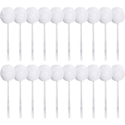 Eaasty 20 Pack Toilet Bowl Brush with Long Plastic Handle Bulk Disposable White Soft Swab Toilet Bowl Cleaners Mop with Silk Cotton Brush for Bathroom, 11 x 4.3 Inch