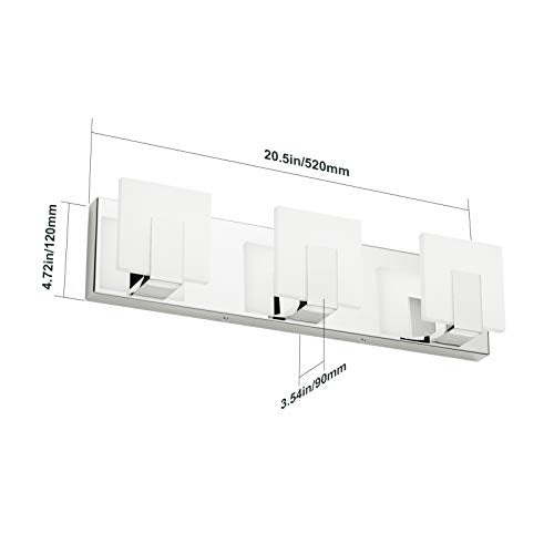 Aipsun 3 Lights Dimmable Modern LED Vanity Light for Bathroom Frosted White Acrylic Chrome Up and Down Bathroom Wall Light Fixtures Over Mirror(White Light 6000K) - size: 3 Lights