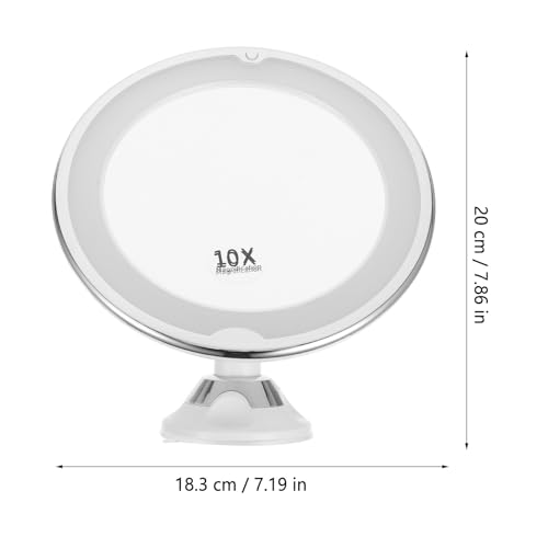 INOOMP 10x Lighted Rotating Makeup Mirror with Suction Cup, 360-degree LED Magnifying Cosmetic Mirror for Home Vanity and Travel Use
