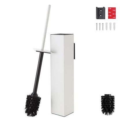White Toilet Brush with Holder,Durable Cleaning Toilet Bowl Brushes with Holders - color: White
