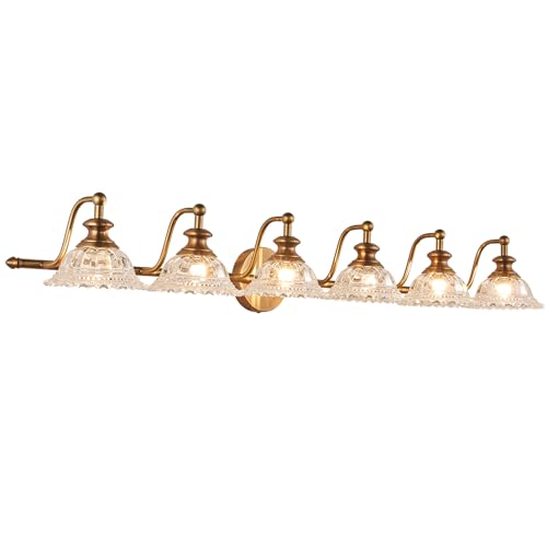 XIEDUN 45" Bathroom Light 6 Light Vanity Light Fixtures (Exclude G9 Bulb) Vanity Lights for Bathroom - color: Brass, size: 6 Light A