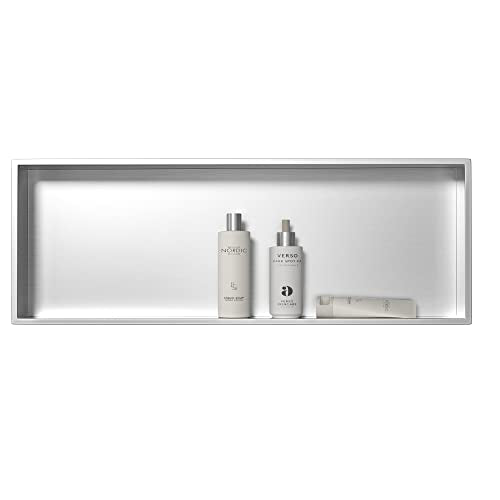 Stainless Steel Shower Niche 36" X 12" Brushed No Tile Needed | Recessed shower niche,bathroom niche shower for shampoo & soap storage,space-saving,horizontal built-in shower niche shelf - color: Brushed, size: 36" X 12"