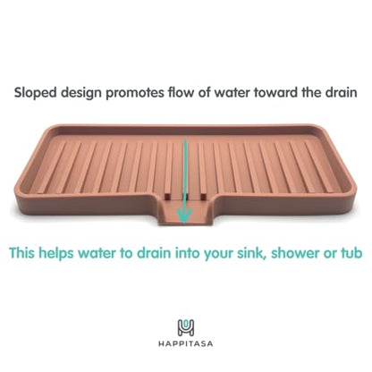 Silicone Soap Dish Tray and Sponge Holder with Drain Chute, Rectangular, Kitchen and Bathroom Sink Organizer (Vanilla Cream, 9"x3.5") - color: Vanilla Cream, size: (MD) 9"x3.5"