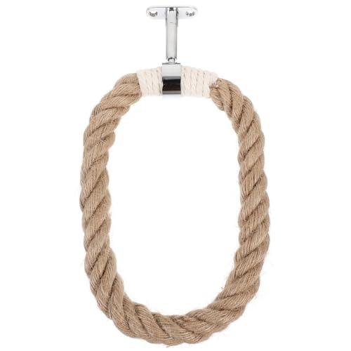 Kichvoe Bohemian Style Towel Ring, Rustic Handmade Wooden Bead Towel Ring Saving Bathroom Holder Decorative Macrame Hand Holder 6.29X6.29X0.39In