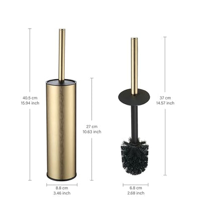 Toilet Brush and Holder Set Premium Material Toilet Bowl Cleaner Free Standing Toilet Bowl Brush and Holder Gold - color: Gold