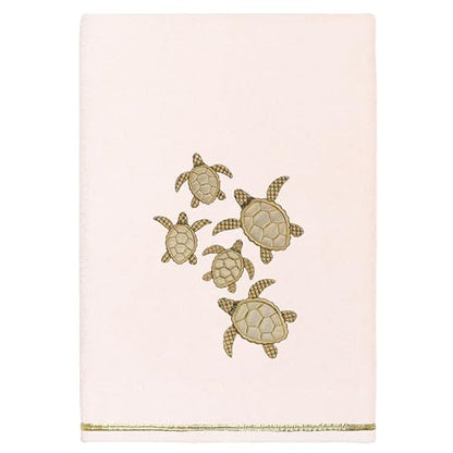 Jewel 4-Piece Premium Towel Set, Embroidered Turtles, Plush Turkish Cotton, Durable & Quick Dry, Elegant Beach Style, 2 Bath 2 Hand Towels, Blush - color: Blush, size: 2 Pcs Bath 2 Pcs Hand Towel