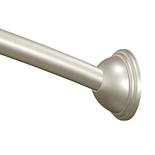 Moen Brushed Nickel 5-Foot Curved Fixed Mount Shower Curtain Rod with Pivoting Flanges, CSR2165BN - color: Brushed Nickel