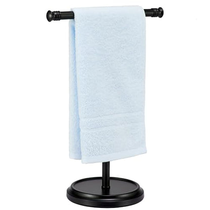 Hand Towel Holder Stand, Free Standing Towel Rack Stand with Stainless Steel Base, Rust-Proof Towel Bar for Bathroom Kitchen Countertop (Black) - color: Black