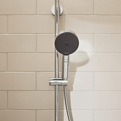 hansgrohe Pulsify S 12-inch 1-Spray Handshower with Slide Bar and Hose PowderRain, IntenseRain, Pulsating Massage in Brushed Nickel, 24162821 - color: Brushed Nickel, size: 1.75 GPM, style: Wallbar with 4-inch Handheld Showerhead and Hose