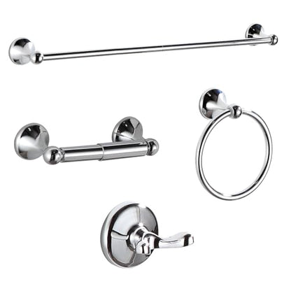 BGL Bathroom Hardware Set, Chrome Adjustable Expandable Towel Bar 4-Piece Bathroom Accessory Set Wall Mounted Robe Hook Toilet Paper Holder Towel Ring Towel Bar - color: Chrome