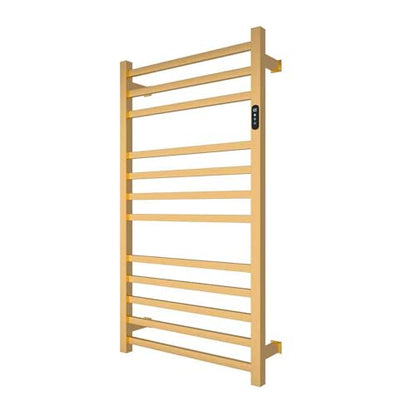 WMHYLYH Luxury 12 Bar Towel Warmer Rack for Bathroom, Wall Mounted Electric Heated Towel Rack with Timer & Fahrenheit Temperature Control, Stainless Steel Towel Heater for Bathroom(Brushed Gold) - size: 12 Bars