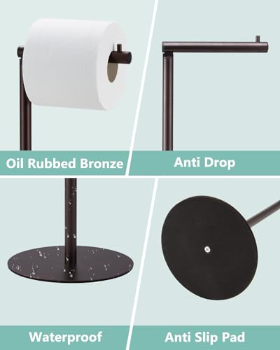 Toilet Paper Holder Stand, Free Standing Toilet Paper Roll Holder for 4 Spare Rolls, Modern Bathroom Toilet Paper Stand with Reserve, Oil Rubbed Bronze, Housen Solutions