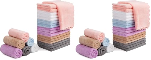 Orighty Makeup Remover Cloths, Cleansing, Reusable, Soft & Washable Coral Fleece Microfiber Washcloths/Towel for Face, Eye, Lips, Pack of 48, 7 x 7 inch - size: Pack of 48 (7 x 7 in)