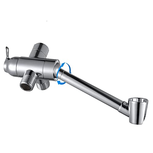 All Metal Shower Diverter Valve with HandShower Holder - Upgraded 3 Way Shower Head for Handheld and Fixed Rain Showerhead - Universal G1/2 Bathroom Part, Polished Chrome - color: Chrome Polished