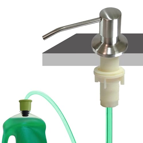 Soap Dispenser for Kitchen Sink (Brushed Nickel),Built in Design Sink Soap Dispenser, Refill from The Top, Stainless Steel Kitchen Soap Pump with 48.8 InchTube Kit - color: Brushe Nickel, style: Modern