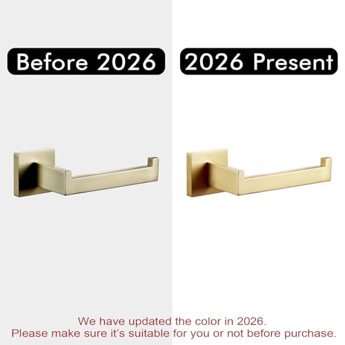 KOKOSIRI Gold Toilet Paper Holder Toilet Roll Holder for Bathroom Kitchen Washroom T-304 Stainless Steel Wall Mounted, Gold Finish, B2003BG - color: Brushed Gold, size: Without Shelf(1 Pack)