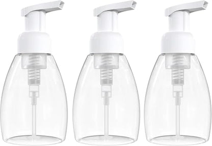Foaming Soap Dispenser Pump Bottles, BPA Free Empty Refillable Plastic Container for Liquid Soap - Kitchen, Bathroom, Commercial - 8oz (250ml) Pack of 3, Clear
