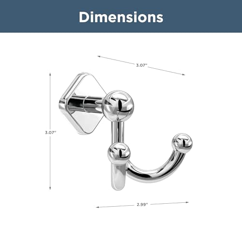 Franklin Brass Gainesville (1-Pack) Towel Hooks Polished Chrome Double Bathroom J Hooks Wall Mounted for Robes & Towels Hand Towel Hook Holder Kitchen, Bathroom Accessories GNV35-PC - color: Polished Chrome