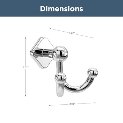 Franklin Brass Gainesville (1-Pack) Towel Hooks Polished Chrome Double Bathroom J Hooks Wall Mounted for Robes & Towels Hand Towel Hook Holder Kitchen, Bathroom Accessories GNV35-PC - color: Polished Chrome