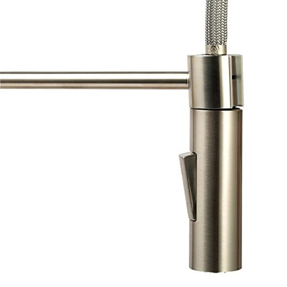 Dura Faucet DF-MK504SLK-SN RV Pull-Down Kitchen Faucet (Satin Nickel) | High-arc spring pull-down kitchen faucet for RV and camper galleys. Brushed Satin Nickel finish. - color: Brushed Satin Nickel