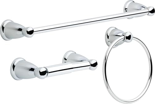 Franklin Brass 3-Piece Polished Chrome Bathroom Set Towel Rack, Ring, Toilet Paper Holder| Kinla Bath Accessories - color: Polished Chrome, style: 3-Piece Bath Accessory Set