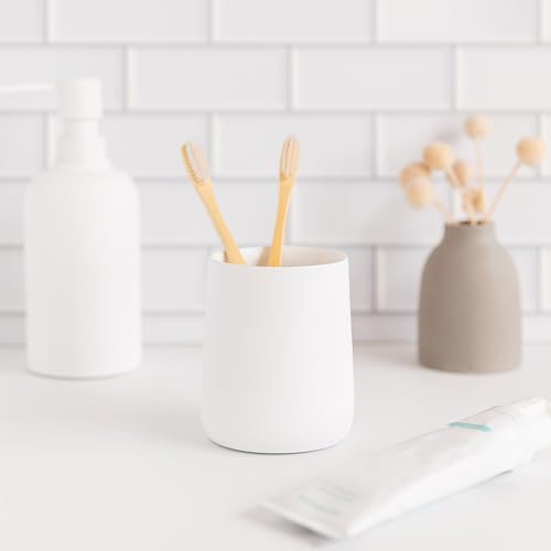 Yew Design Matte White Bathroom Toothbrush Holder Cup - Round - color: Round Matte White