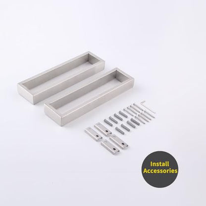 GERZWY Modern Towel Holder Square Style Brushed Stainless Steel Towel Hanger Towel Ring for Bathroom Wall Mount 2 Pack HG1716-2LS - color: Brushed