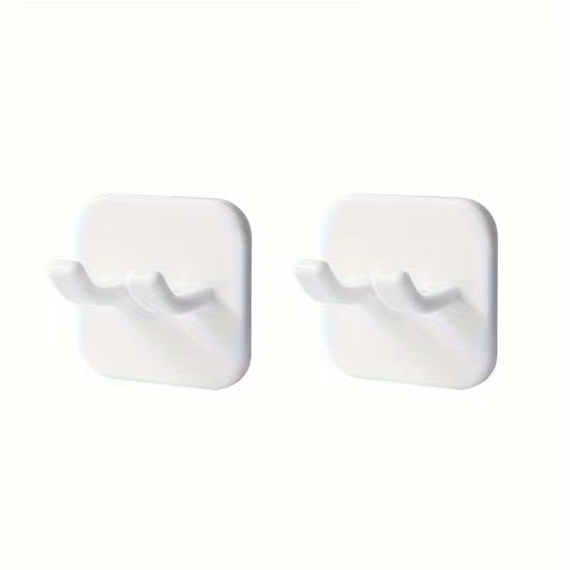 2pcs Self Adhesive Razor Holders, Wall Mount Utility Hooks, Waterproof Shower Hook for Razor, Plug, Robe, Towel - Contemporary Style, Easy Install, Plastic Material, White