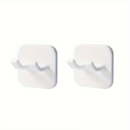 2pcs Self Adhesive Razor Holders, Wall Mount Utility Hooks, Waterproof Shower Hook for Razor, Plug, Robe, Towel - Contemporary Style, Easy Install, Plastic Material, White