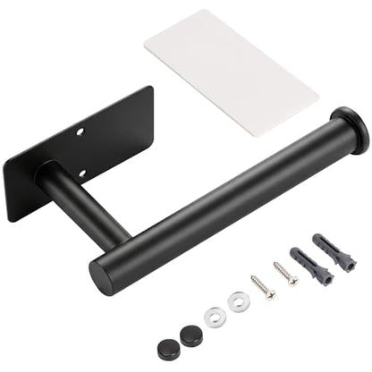 Toilet Paper Holder Wall Mount, Adhesive/Screw, for Bathroom, RV, Black