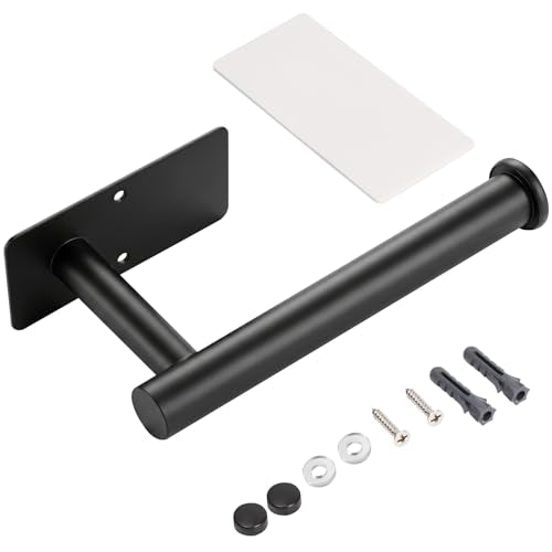 Toilet Paper Holder Wall Mount, Adhesive/Screw, for Bathroom, RV, Black