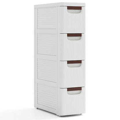 MAT EXPERT Narrow Storage Drawers, Slim Rolling Drawer Cart with Universal Wheels, Convenient Handles, Storage Organizer Utility Cart for Bedroom, Living Room, Bathroom, Kitchen (4 Drawer) - size: 4 Drawer