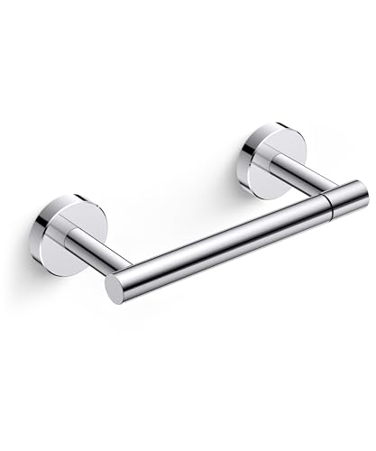FORIOUS Commercial Toilet Paper Holder Wall Mount Bathroom Tissue Holder | Chrome | SUS304 Stainless Steel Rustproof | Double Post Pivoting Toilet Paper Roll Holder | Screw-In | Round Base - color: Chrome