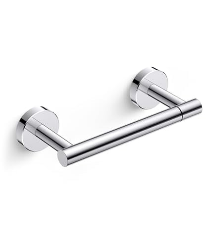 FORIOUS Commercial Toilet Paper Holder Wall Mount Bathroom Tissue Holder | Chrome | SUS304 Stainless Steel Rustproof | Double Post Pivoting Toilet Paper Roll Holder | Screw-In | Round Base - color: Chrome