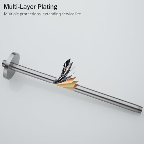 RANDOM Brushed Nickel Shower Arm with Flange 16 Inches Ceiling Mount Shower Head Extension Straight Arm Ceiling-Mounted For Fixed Shower Head.RD-91038-16BN - color: 16″ Brushed Nickel(Round Flange)