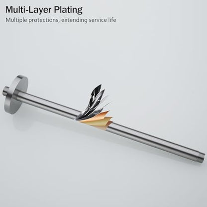 RANDOM Brushed Nickel Shower Arm with Flange 16 Inches Ceiling Mount Shower Head Extension Straight Arm Ceiling-Mounted For Fixed Shower Head.RD-91038-16BN - color: 16″ Brushed Nickel(Round Flange)