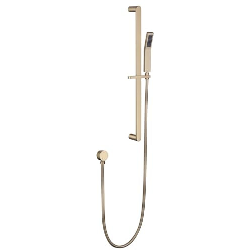 Shower Slide Bar Handheld Shower Head with Hose, Bathroom Showerhead with Handle Spray, High Pressure Shower Slide Bar Height Adjustable with 59.06 Inch Stainless Steel Hose Brushed Gold - color: Brushed Gold-Square