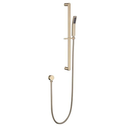 Shower Slide Bar Handheld Shower Head with Hose, Bathroom Showerhead with Handle Spray, High Pressure Shower Slide Bar Height Adjustable with 59.06 Inch Stainless Steel Hose Brushed Gold - color: Brushed Gold-Square